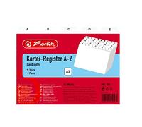 Herlitz Intercalaires index alphabétique 1500560 – A5, plastique (PP) pour boîte à fiches – Blanc