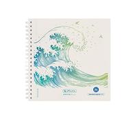 herlitz 50033515 Lot de 5 blocs à spirales 14,8 x 14,8 cm 100 feuilles à pois Motif vague GREENLINE