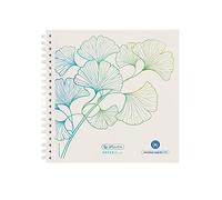 herlitz 50033522 Lot de 5 blocs à spirales 14,8 x 14,8 cm 100 feuilles à pois GREENline Ginkgo