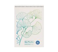 Herlitz 50033560 Lot de 5 cahiers à spirale 50 pages quadrillées GREENline Ginkgo Format A7