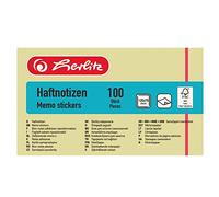 Herlitz 790345 Bloc-Note Adhésif, 75 X 125 Mm, Jaune Clair 100 Feuilles, Fsc Mix