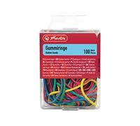 Herlitz 8770000 Boîte de 100 Bracelets élastique anneau en caoutchouc diamètre 20 à 70 mm Couleurs Assorties