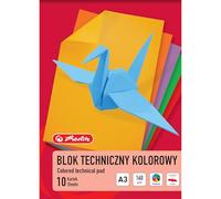 Herlitz® Bloc Techique Coloré | Format Feuille A3 | 10 Cartes Colorées | Papier multicolore pour dessin, peinture au crayon, croquis au crayon, découpe | Poids 160 g/m² | Pratique