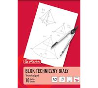 Herlitz® Bloc Technique | Format Feuille A3 | 10 Feuilles | Papier blanc pour dessiner, peinture au crayon, croquis au crayon, découpe, pliage, dessins techniques | Blanc neige Pratique