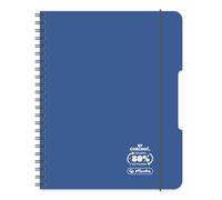 Herlitz® Brulion Spirale B5 80 feuilles à carreaux | Cahier Scolaire | Carnet de notes d'études | Cahier d'écriture pour élève | Cahier d'apprentissage de la calligraphie | ECO PP COLORS Bleu marine
