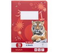 Herlitz Cahier de 11322625 A5, linéature 28 (à carreaux avec 2 bords), 16 feuilles, FSC Mix, 10 Pièces