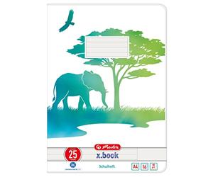 Herlitz Cahier scolaire A4 GREENline 16 feuilles linéature 25 Motif éléphant