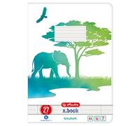 Herlitz Green Line Lot de 10 cahiers d'écolier 16 feuilles lignées avec 2 marges Motif éléphant Format A4