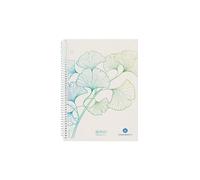 Herlitz Greenline 50033508 Lot de 5 blocs à spirale Ginkgo 70 feuilles quadrillées A5