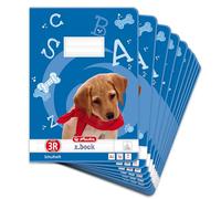 Herlitz Lot de 10 cahiers de 16 feuilles au format A4 Papier FSC Mixte Motifs assortis A4 Linéature 03 avec marge