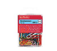 Herlitz Trombones G Lot de 100, métal revêtu de plastique 26 mm, couleurs assorties