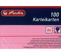 Herlitz Lot de 200 fiches lignées A6 Rouge