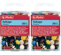 Herlitz Lot de 400 punaises Rondes, en métal recouvert de Plastique, Couleurs Assorties