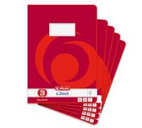 Herlitz Lot de 5 cahiers d'école A4 32 pages linéature 28 quadrillés avec double marge