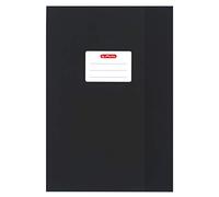 Herlitz Lot de 5 protège-cahiers DIN A4 / structure en raphia (noir, lot de 5) | A4