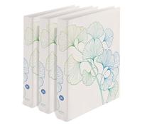 herlitz maX.file GREENline Ginkgo Lot de 3 classeurs A4, 2 anneaux, dos de 4 cm, qualité maximale
