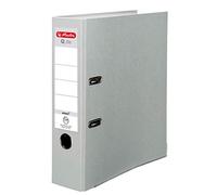 Herlitz® Q.file Classeur de documents A4 | Dos 8cm | Étiquette bilatérale remplaçable | Mécanisme de sonnerie à 2 anneaux avec barre de pression | Raccords durables enduits de film PP | Cendré
