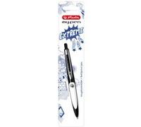 Herlitz Stylo à bille my.pen 50028276 rétractable avec clip Noir/Blanc