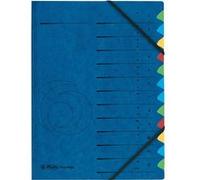 Herlitz Trieur A4 en carton, 12 compartiments, bleu
