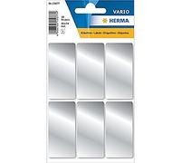 HERMA 15077 Lot de 18 étiquettes Autocollantes argentées (26 x 54 mm, 3 Feuilles, Papier métallique, Mat)