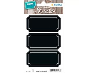 HERMA 15413 Lot de 6 autocollants rectangulaires pour verre, film tableau noir, pour la décoration, les pots à épices, les confitures, les bouteilles