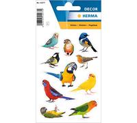 Autocollants - HERMA - 15477 - 30 autocollants - Papier mat - Motifs oiseaux multicolores