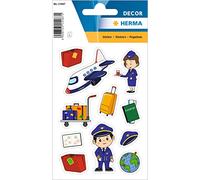 HERMA 15487 Stickers Enfant Pilote (33 Stickers Papier mat) Autocollant permanent Motif Étiquettes pour filles et garçons Multicolore, Pilot