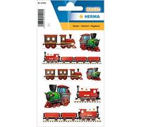 HERMA 15492 Lot de 8 autocollants train petits et grands véhicules avec motif de train, étiquettes pour enfants pour album photo, journal intime, album de poésie, scrapbooking, anniversaire,