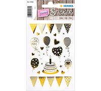 HERMA 15560 Creative Sticker Birthday Party Doré pour enfants, filles, garçons, mariage, anniversaire, cadeau, album photo, 22 autocollants, Alétoire