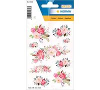 HERMA 15616 Autocollants en soie pour enfants Pivoines (9 autocollants, tissu, mat) Étiquettes autocollantes permanentes pour filles et garçons, multicolore