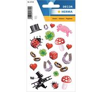 HERMA 15729 Autocollants porte-bonheur pour enfants Symbole de bonheur avec paillettes (40 autocollants, papier, paillettes) autocollants permanents Motif étiquettes pour filles et garçons Multicolore