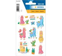 HERMA 15736 Autocollants Lama No Drama Paillettes Lot de 12 multicolores