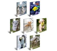 Herma 19321 brillant chemises Lot DIN A4 plastique, série animaux, plusieurs motifs Lot de 10 Carton à dessin avec impression de chemise en caoutchouc, avec intérieur