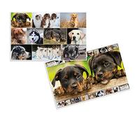 HERMA 19378 Lot de 3 sous-mains en carton effaçables Motif animaux 55 x 35 cm Motif chien pour filles et garçons