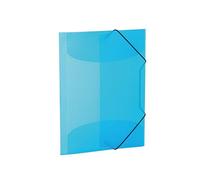 HERMA 19518 Lot de 3 porte-documents A3 en plastique pour enfants avec rabats intérieurs et bande élastique Bleu clair translucide