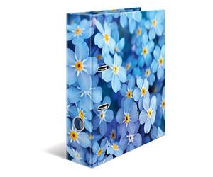 HERMA 19557 Lot de 10 classeurs A4 motif fleurs bleues 7 cm de large, carton solide, impression colorée à l'extérieur et à l'intérieur au design de qualité supérieure, classeurs à anneaux, classeurs à