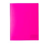 HERMA 19638 Classeur A4 translucide rose fluo, plastique robuste, classeur en plastique transparent avec plaque nominative et poche coulissante, agrafeuse pour enfants, garçons, filles