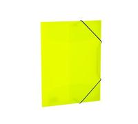 HERMA 19655 Lot de 3 porte-documents A4 Jaune fluo translucide en plastique robuste lavable avec rabats intérieurs et bande élastique pour enfants, garçons et filles