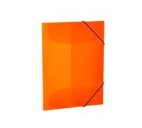 HERMA 19656 Lot de 3 porte-documents A4 orange fluo translucide pour enfants avec rabats intérieurs et bande élastique en plastique robuste pour garçons et filles