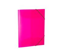 HERMA 19657 Lot de 3 porte-documents A4 Rose fluo translucide en plastique solide lavable très résistant avec rabats intérieurs et élastique pour enfants garçons et filles