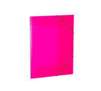 HERMA 19698 Porte-documents A3 rose fluo translucide en plastique robuste, lavable et durable, organiseur avec rabats intérieurs et bande élastique, porte-documents pour enfants, garçons et filles