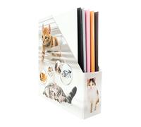 HERMA 19717 Porte-revues pliable A4 avec motif chat 7,5 cm de large en carton solide pour filles et garçons, classeur sur pied pour ranger documents, documents, dossiers, dossiers