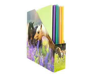 HERMA 19718 Porte-revues A4 avec motif chevaux, 7,5 cm de large, pliable, en carton robuste, fin pour filles et garçons, fichier debout pour ranger des documents, des dossiers