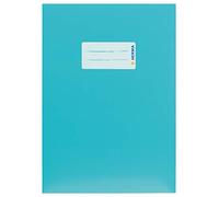 HERMA 19769 Protège-cahiers, format A5, en carton turquoise, avec champ d'inscription, en papier solide et extra fort, protège-cahiers d'école, couleur