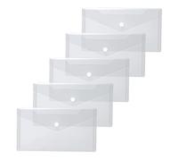HERMA 20032 Lot de 5 porte-documents DIN long blanc transparent avec bouton pression Enveloppes en plastique pour l'école, l'université, le bureau, les voyages
