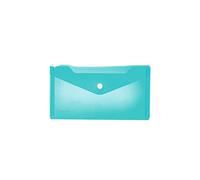HERMA 20040 Pochettes à documents DIN long (22 x 12 cm, polypropylène) transparentes avec bouton pression pour l'école, l'université, le bureau, les enveloppes en polypropylène bleu clair