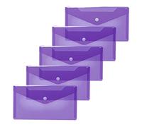 HERMA 20042 Lot de 5 porte-documents DIN long transparents violets violets avec bouton pression Enveloppes en plastique pour l'école, l'université, le bureau, les voyages