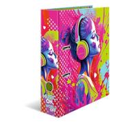 HERMA 20102 Classeur A4 Music Girl, 7 cm de large, en carton avec impression intérieure, pour l'école et le bureau, classeur à anneaux robuste pour enfants en carton pour garçons et filles