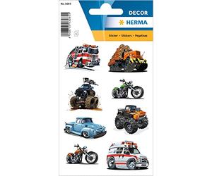 HERMA 3085 Lot de 24 autocollants pour voiture avec motif camion de pompier ambulance - Étiquettes enfants pour album photo, journal intime, scrapbooking, anniversaire, décoration lettres, bricolage