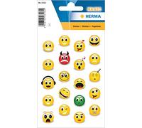 HERMA 3162 Autocollants en pierre pour enfants, émojis (20 autocollants, feuille, mat) autocollants permanents pour filles et garçons, multicolore